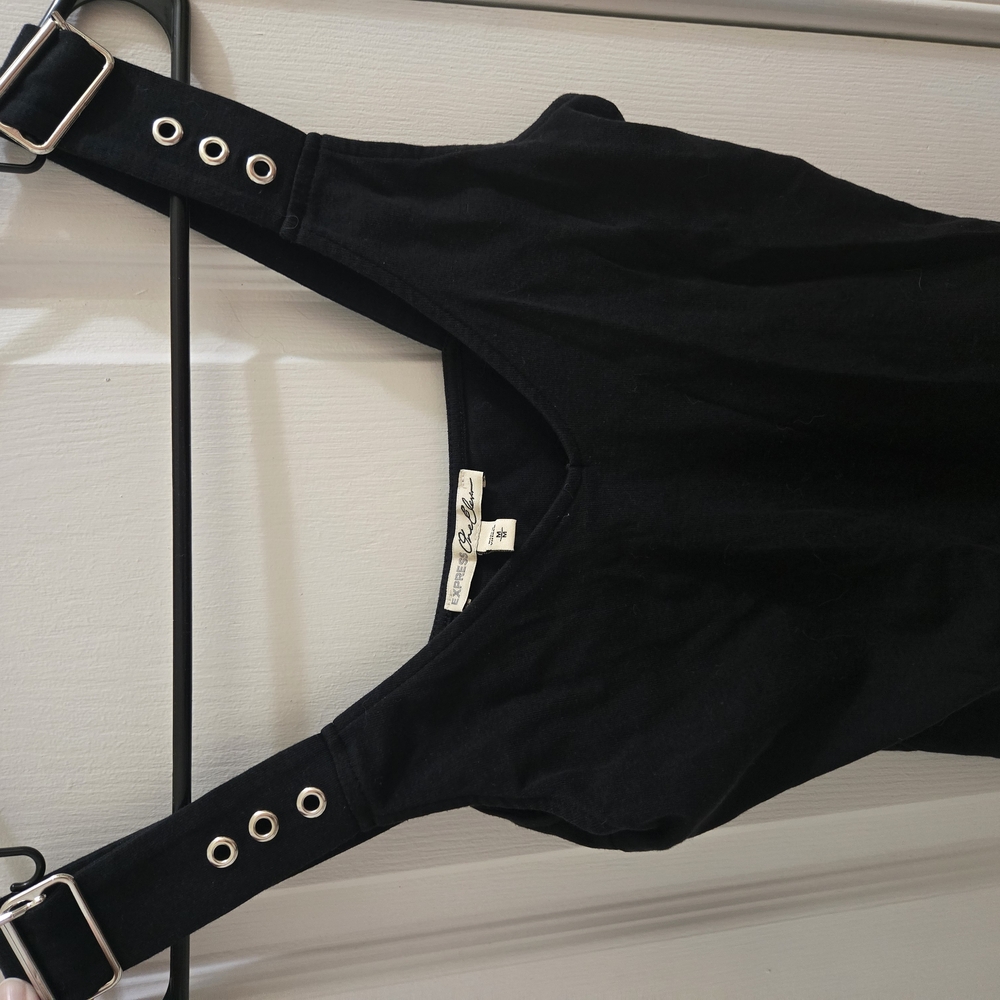 Black Sleeveless Top with Buckle Straps